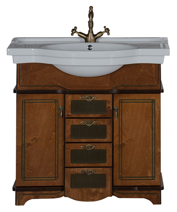 Тумба с раковиной Aquanet Луис 90 NEW темный орех