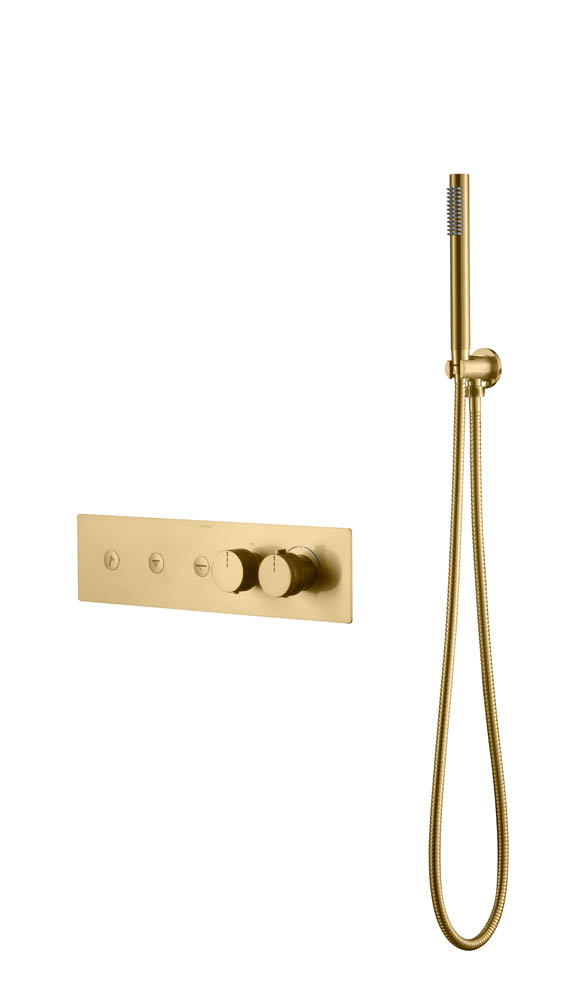 Смеситель Boheme FUSION TERMO с ручным душем MATT GOLD 131-SYS-MG