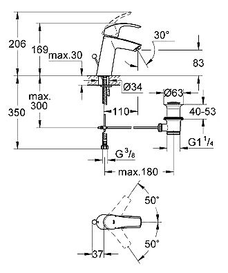 Смеситель Grohe Eurosmart 23322001 для раковины