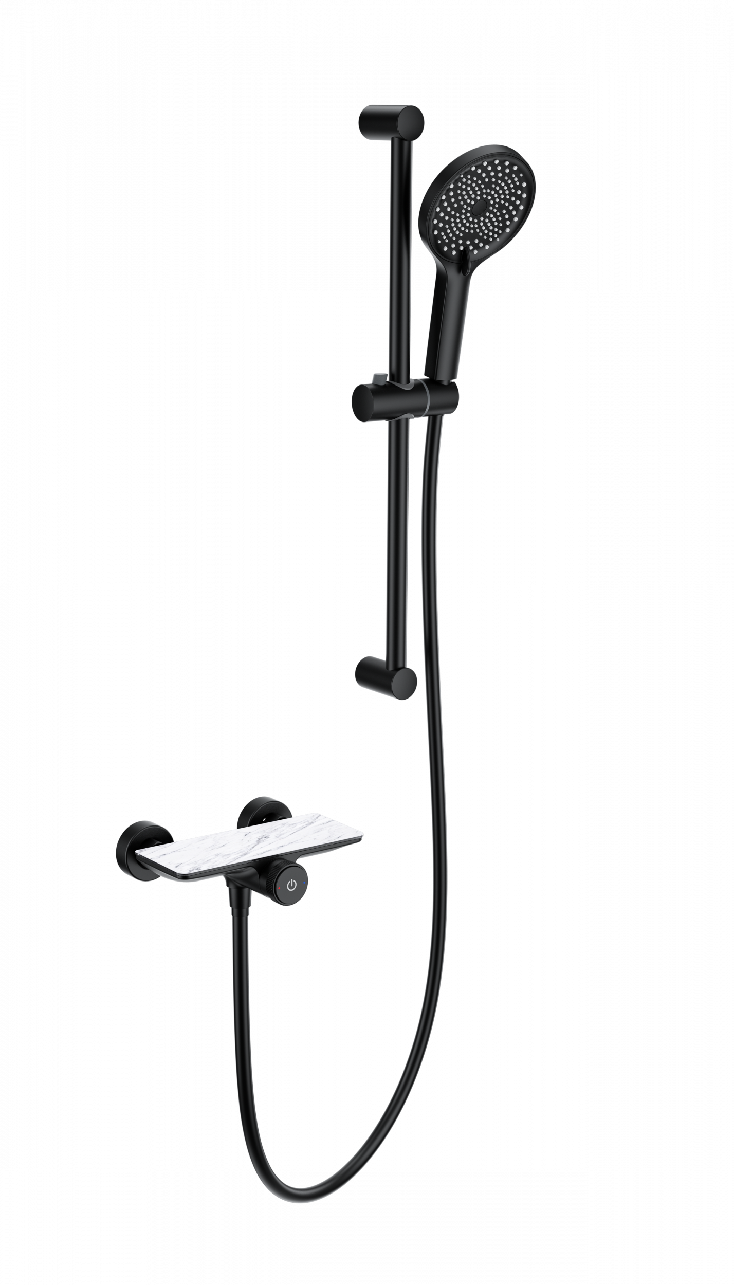 Смеситель для душа с гарнитуром WONZON & WOGHAND ClickPlate, Черный матовый WW-B2052-A-MB