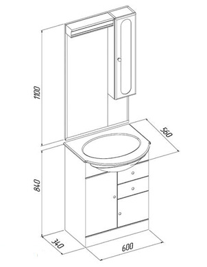 Зеркало-шкаф Aquanet Марсель 60