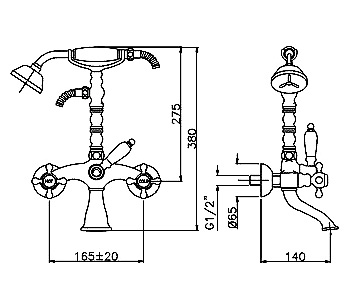Смеситель Gattoni Vivaldi 12001GRD0  для ванны с душем