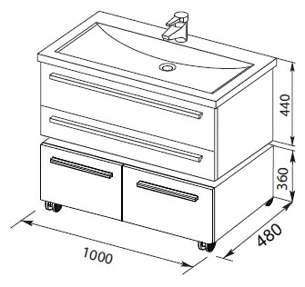 Тумба Aquanet Нота 100 подкатная светлый дуб