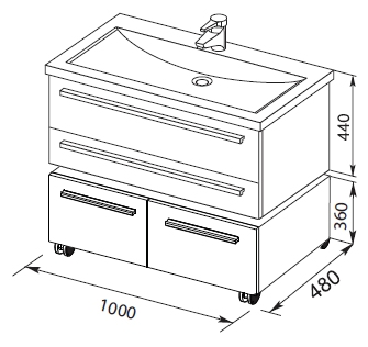 Тумба Aquanet Нота 100 подкатная черная