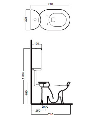 Унитаз приставной Hatria Dolcevita CR вертикальный выпуск