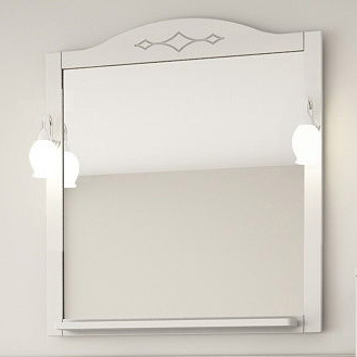 Зеркало ASB-Mebel Флоренция Квадро 80 белое патина серебро со светильниками