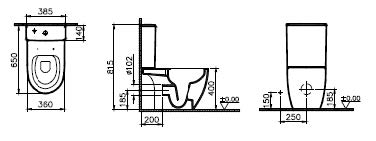 Унитаз напольный VitrA Sento open back 9830B003-7204
