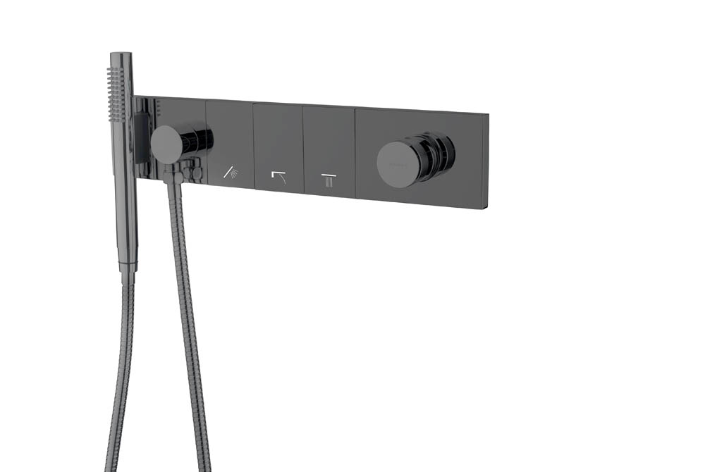 Смеситель Boheme ZODIAC с ручным душем SHINE GUN METAL 132-SYS-SGM