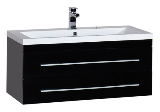 Тумба с раковиной Aquanet Нота 90 черная