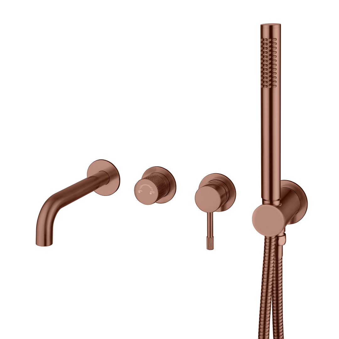 Смеситель встроенный + ручной душ + излив Boheme Uno Brushed Bronze 464-3-BRB