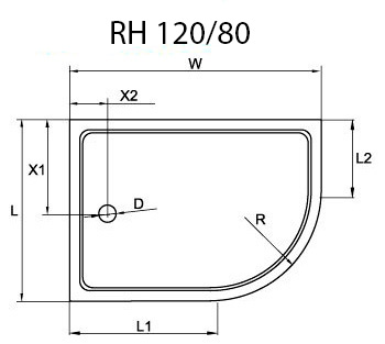 Поддон для душа Cezares Tray R550 120х80 см акриловый L