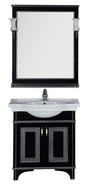 Мебель для ванной Aquanet Валенса 80 черный краколет/серебро