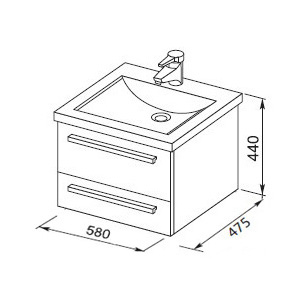 Тумба с раковиной Aquanet Нота 58 белая