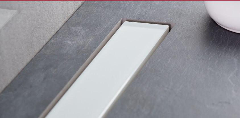 Confluo Frameless Line 950 White Glass Линейный трап PESTAN