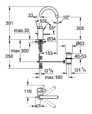 Смеситель Grohe Eurosmart Cosmopolitan 32830000 для раковины