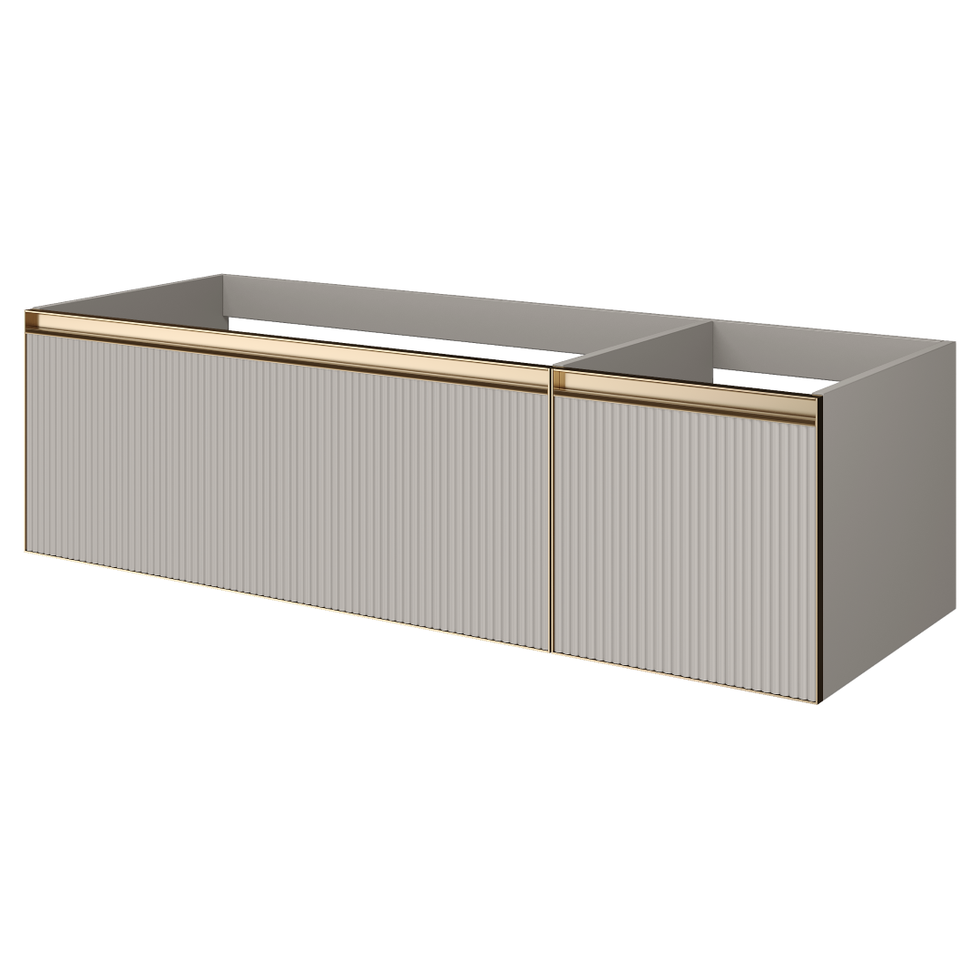 Armadi Art QUATRO 2 140см (100+40) тумба рифл CASHMERE FUGA профиль MATT GOLD 790-M2-140-CM-RIB-MG