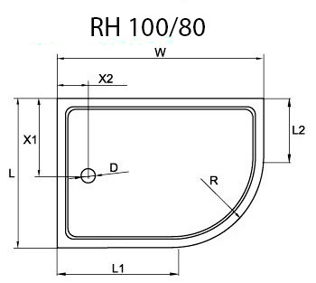 Поддон для душа Cezares Tray R550 100х80 см акриловый L