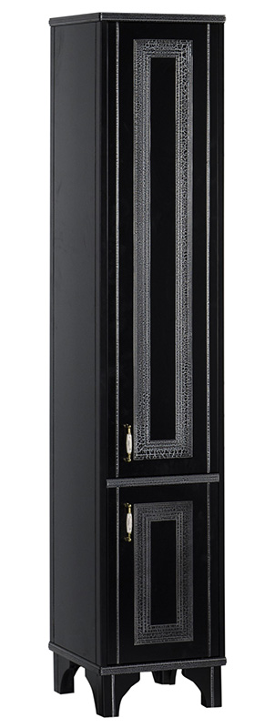 Шкаф-пенал Aquanet Валенса черный краколет/серебро