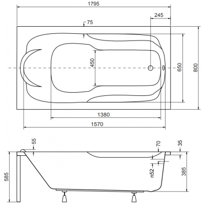 Акриловая ванна BESCO Bona 180