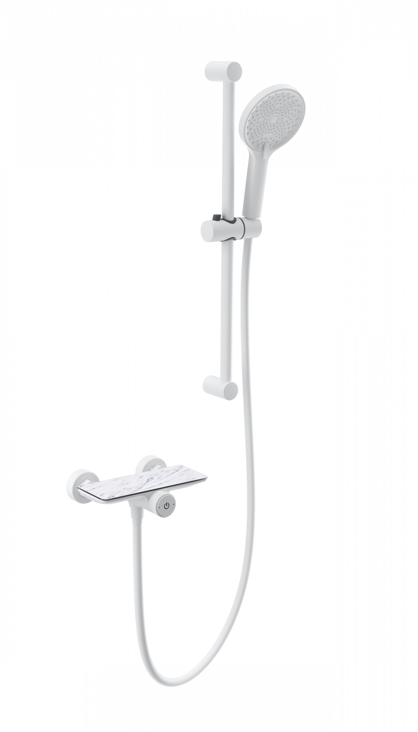 Смеситель для душа с гарнитуром WONZON & WOGHAND ClickPlate, Белый матовый WW-B2052-A-MW