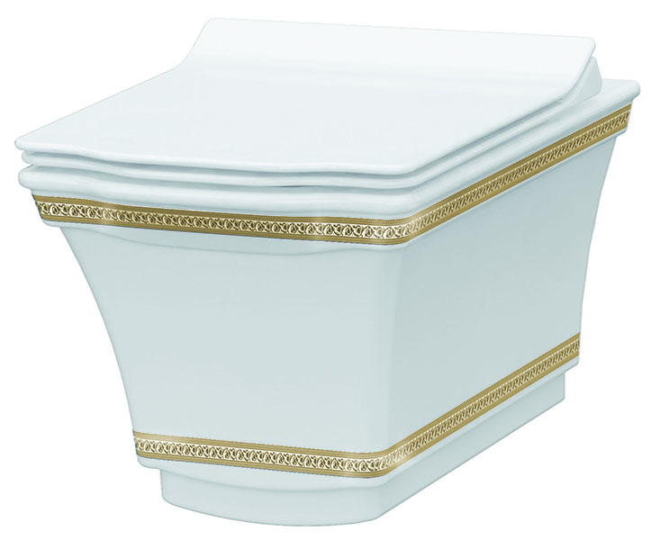 Подвесной Унитаз с узором Boheme Hermitage GOLD 951-G
