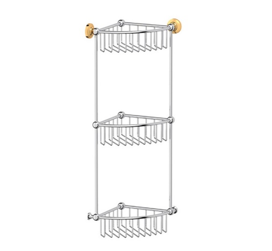 Полка 3SC Stilmar STI 109 угловая, 3-х ярусная, хром, золото