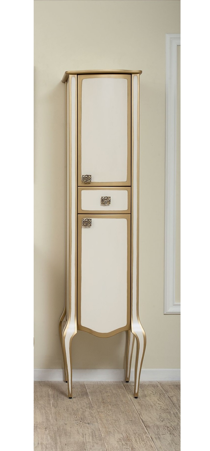 Шкаф-пенал Timo Ellen M-VR 9001/gold (слоновая кость с золотом)