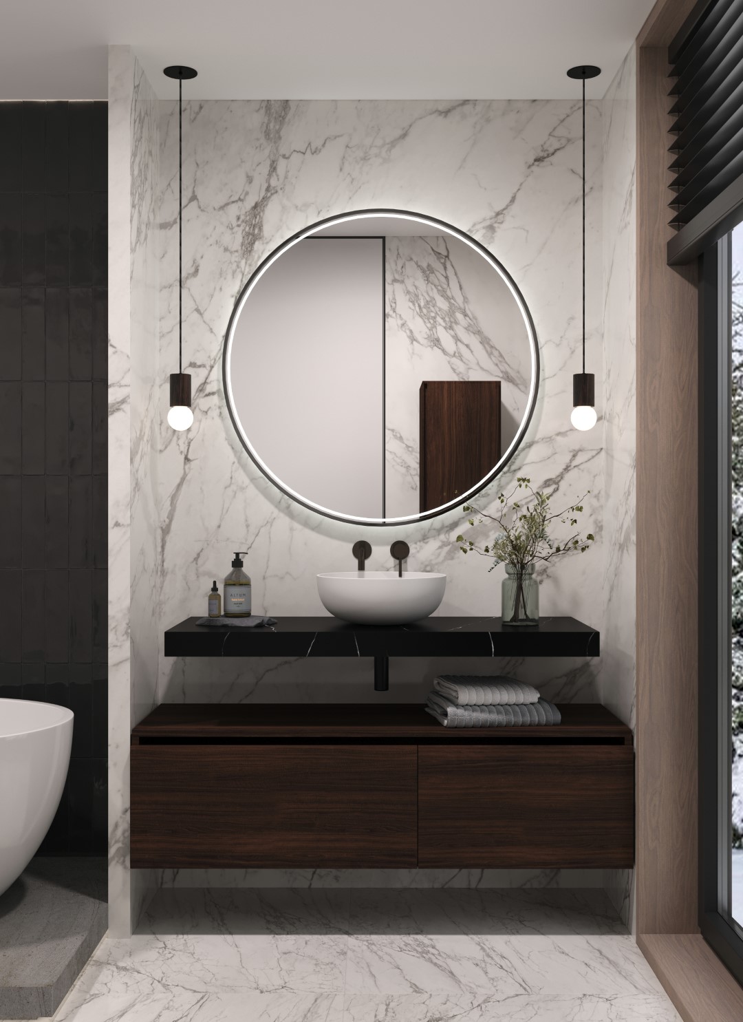 Столешница прямая Armadi Art FLAT NERO MARQUINA 1210*460*70 869-120-NM