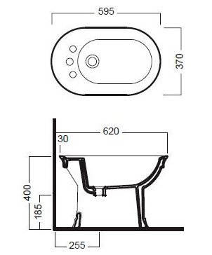 Биде напольное Hatria Dolcevita три отверстия
