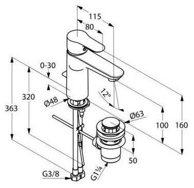 Смеситель Kludi Objekta 322600575 для раковины
