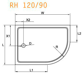 Поддон для душа Cezares Tray R550 120х90 см акриловый L