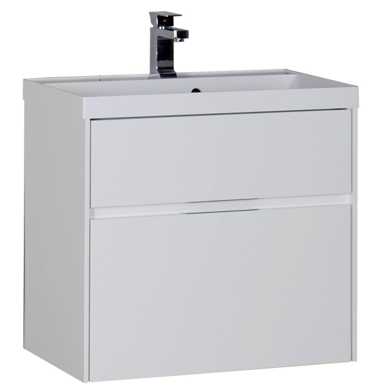 Тумба с раковиной Aquanet Латина 70 2 ящика белая