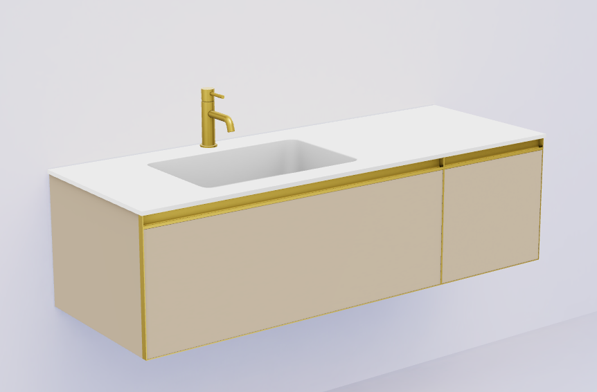 Armadi Art QUATRO 2 140см (100+40) тумба DAPHNE профиль MATT GOLD c подсветкой 790-M2-140-D-MG-LED