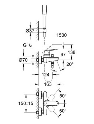 Смеситель Grohe Eurosmart Cosmopolitan 32832000 для ванны с душем