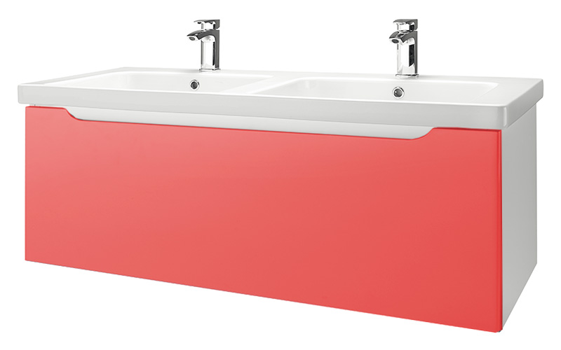 Тумба с раковиной Dreja Color 125 оранжевый глянец