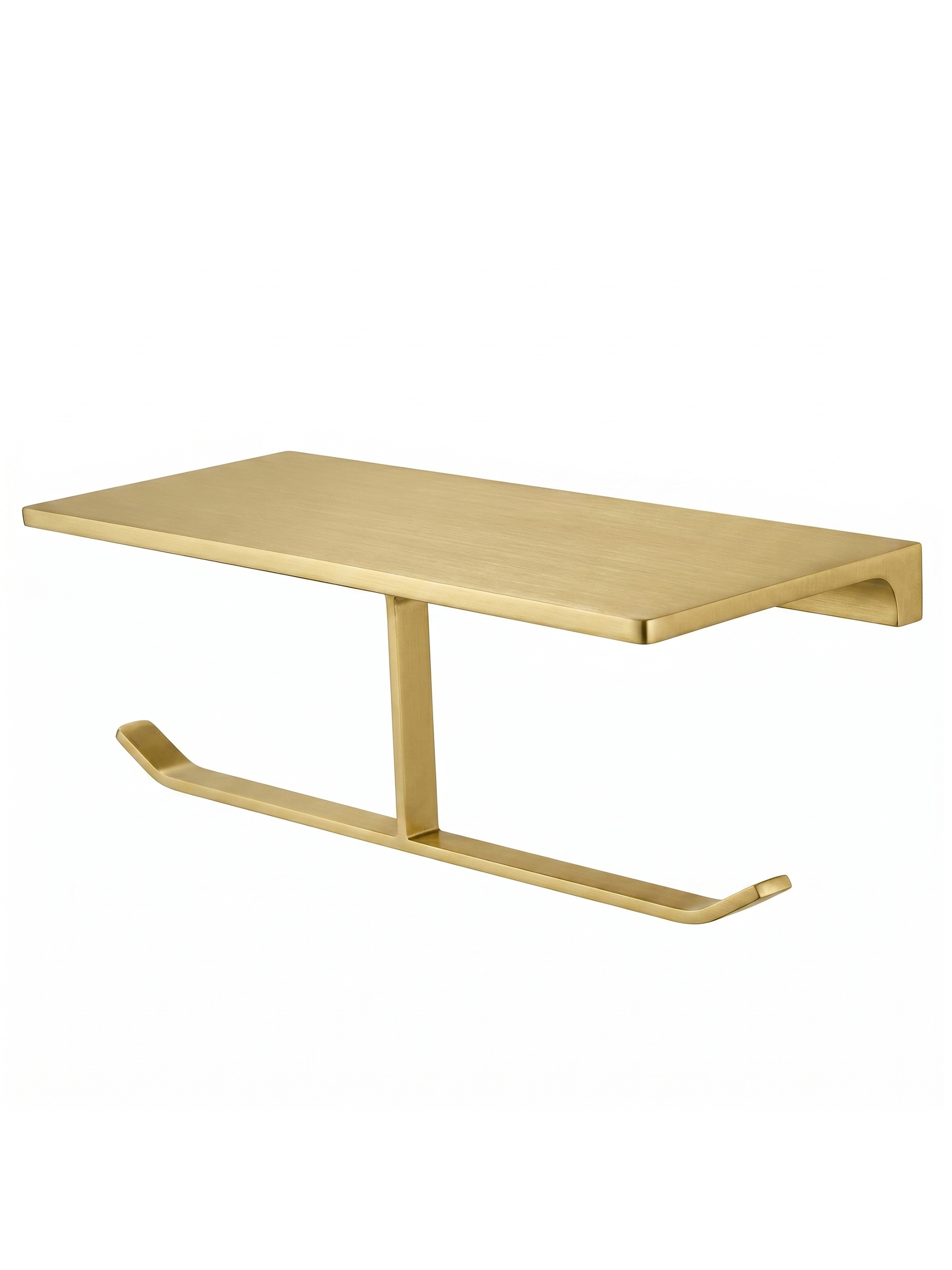 Двойной держатель для туалетной бумаги с полкой WONZON & WOGHAND ECLIPSE, Брашированное золото WW-9156-BG