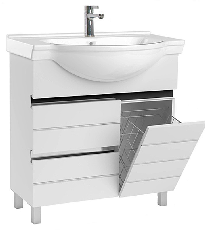 Тумба с раковиной Aquanet Доминика 80 б/к белая