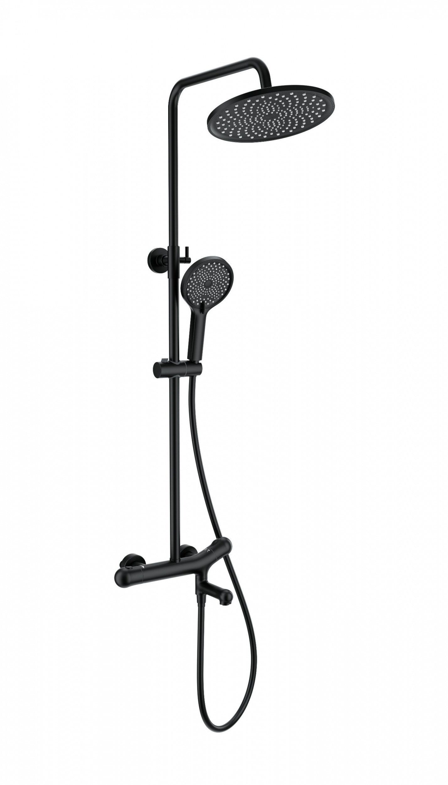 Душевая система с термостатом WONZON & WOGHAND T-1000, Черный матовый WW-B3057-A-MB