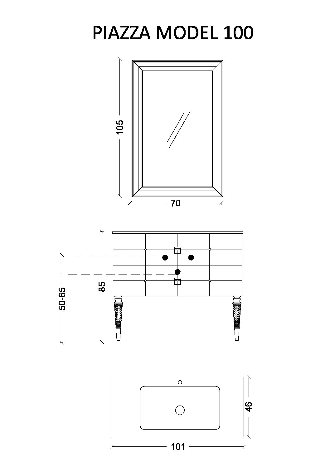 Тумба Armadi Art Piazza 100 черная + Хром 841-100-BCR