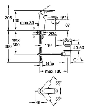Смеситель Grohe Eurodisc Cosmopolitan 33190002 для раковины