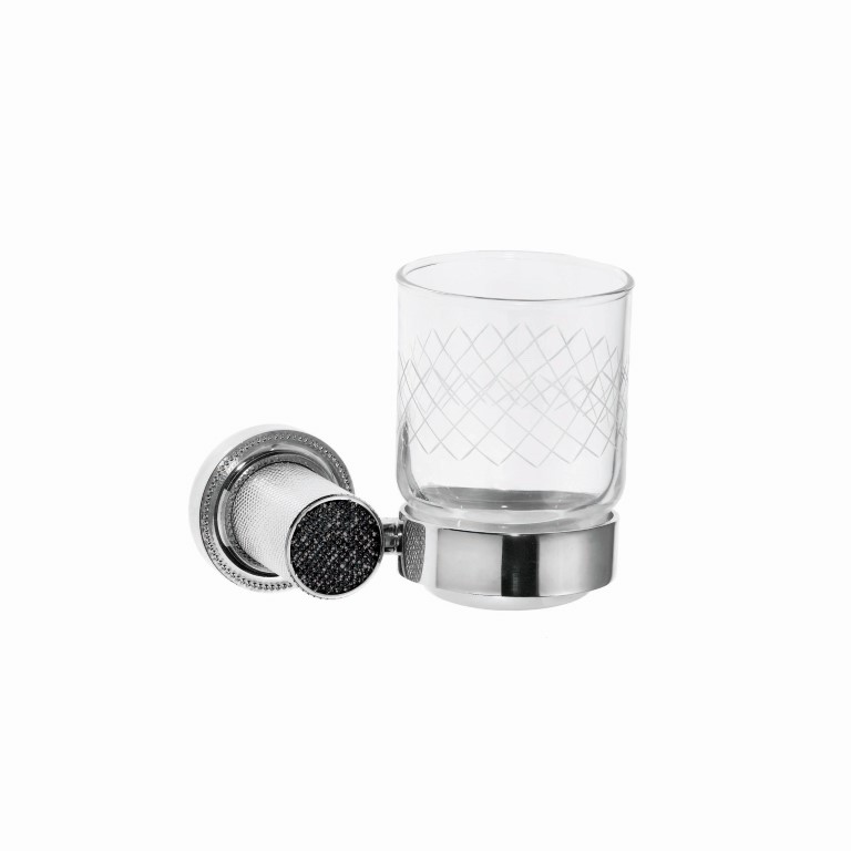 Стакан настенный Boheme ROYALE CRISTAL BLACK ХРОМ 10924-CR-B