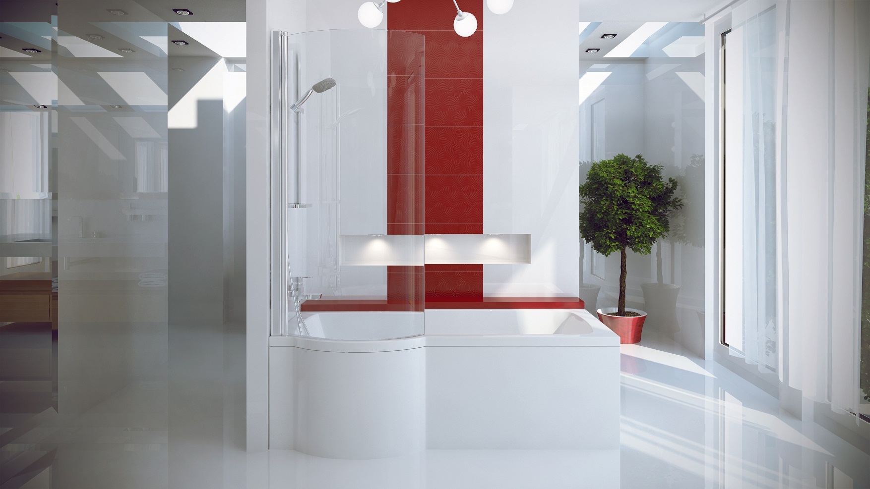 Акриловая ванна BESCO INSPIRO с душевой кабиной 170x70 L