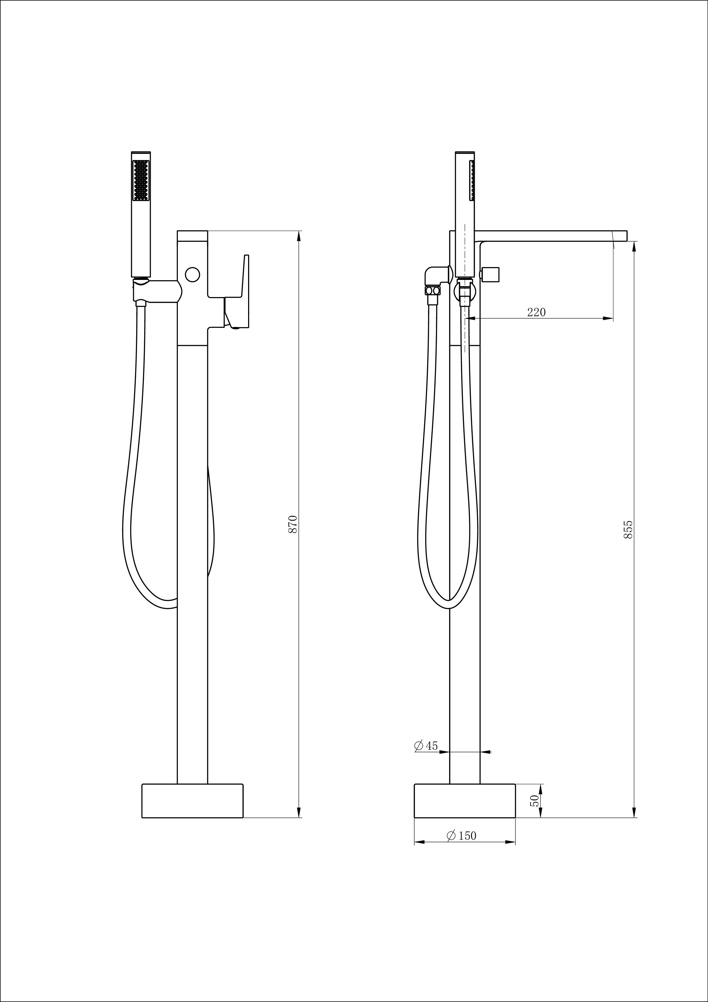 Смеситель для ванны напольного монтажа WONZON & WOGHAND STICK, Хром WW-88649901-CR