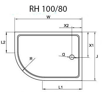 Поддон для душа Cezares Tray R550 100х80 см акриловый R