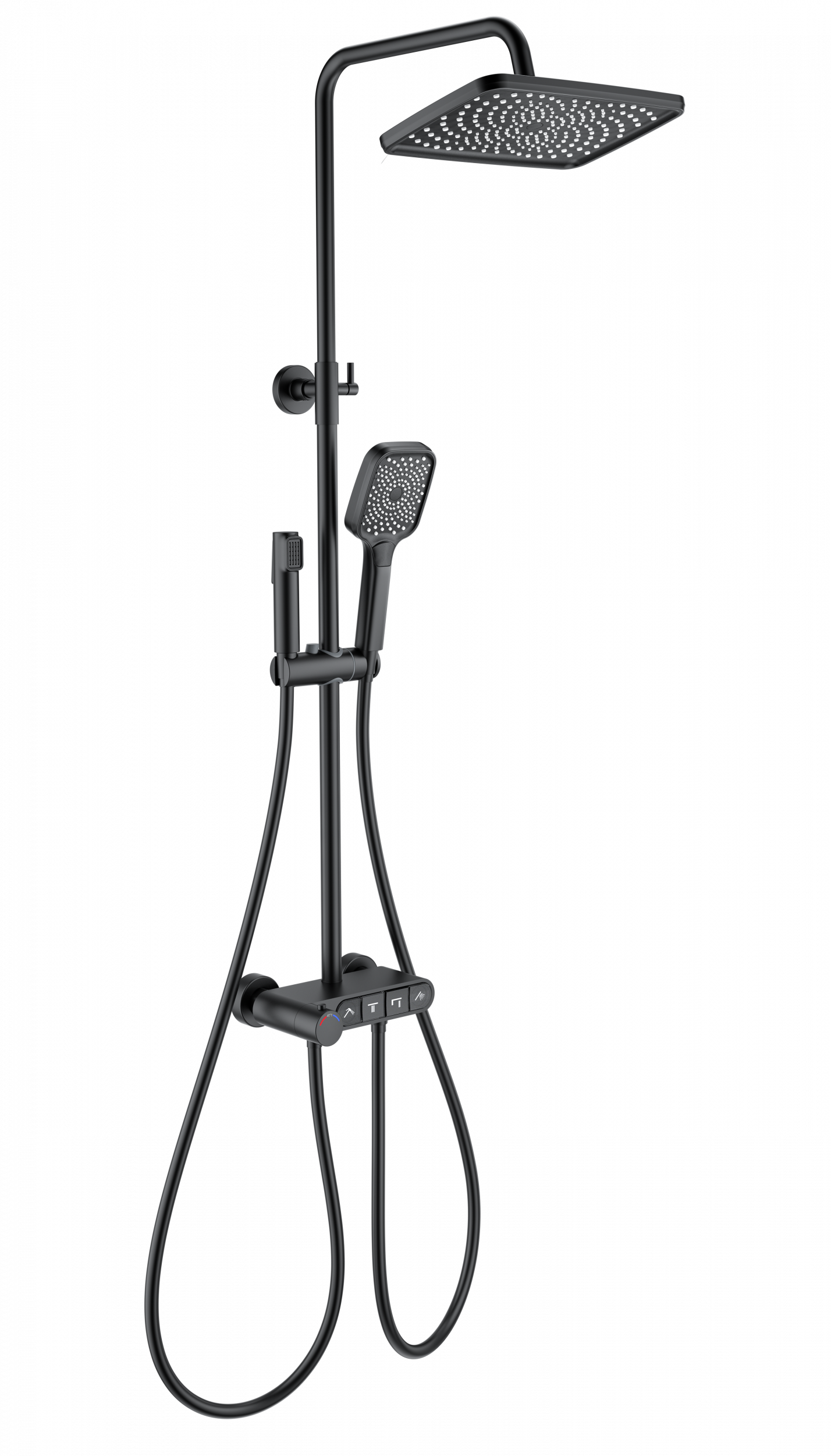 Душевая система с термостатом WONZON & WOGHAND MUSE Corno, Черный матовый WW-B3112-MB