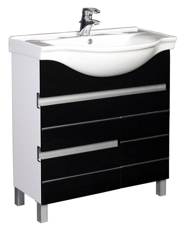 Тумба с раковиной Aquanet Доминика 80 черная