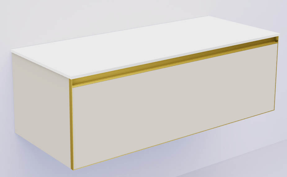 Armadi Art QUATRO 1 120CM тумба CASHMERE профиль MATT GOLD + внутр. подсв. 790-M1-120-CM-MG-LED
