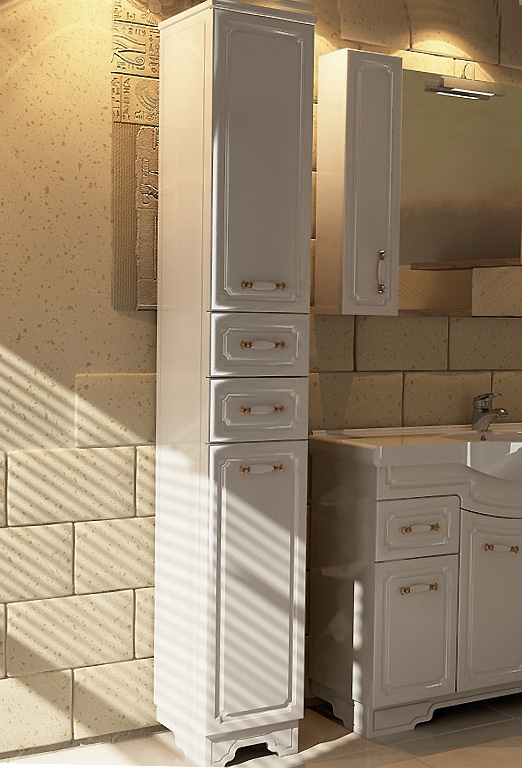 Шкаф-пенал ASB-Mebel Астра нсв декор 30 белый L