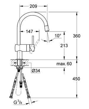 Смеситель Grohe Minta 32918000 для кухонной мойки