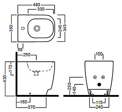 Биде напольное Hatria Fusion 48